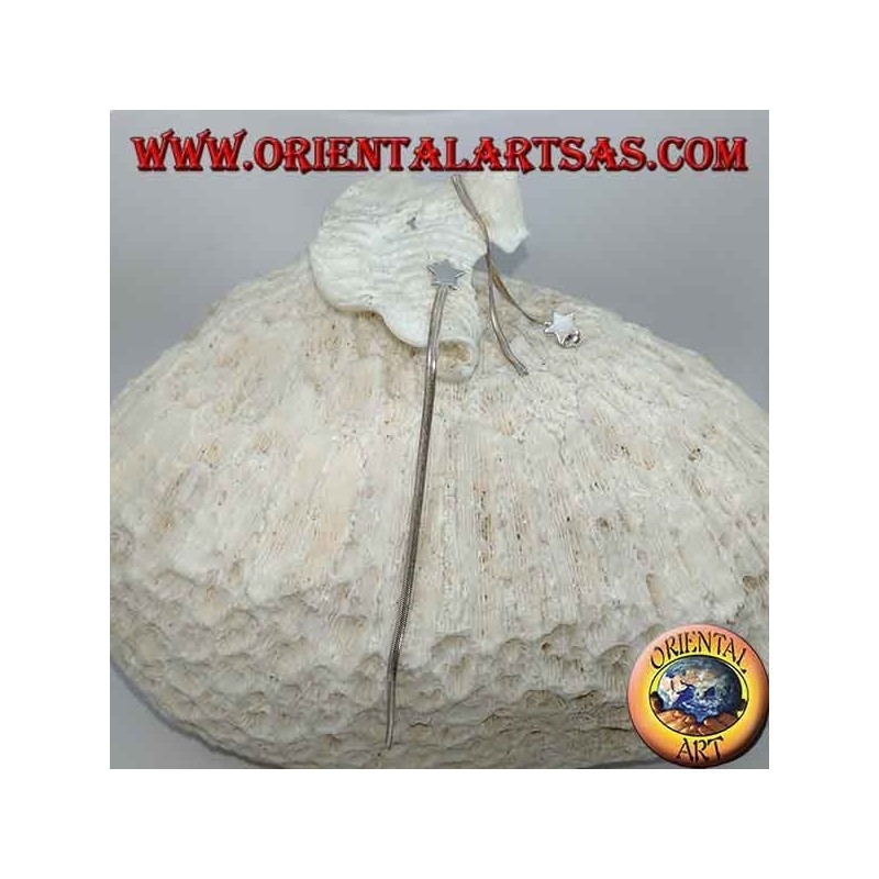 Silberne Schmetterlingsohrringe mit Lappenstern und 10 cm langer Schlangenkette