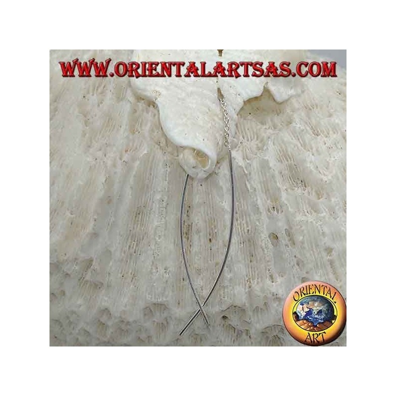 Boucles d'oreilles chaîne en argent avec barre arquée incurvée suspendue des deux côtés