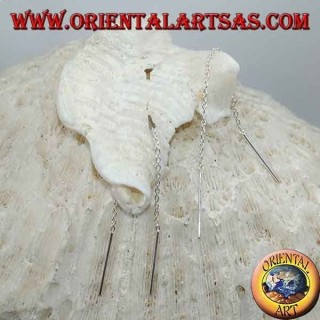 Pendientes de cadena de plata con doble barra colgante recta corta