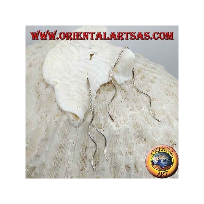 Silberkettenohrringe mit beidseitiger Doppelwendelwelle