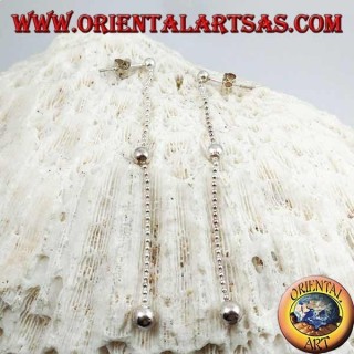 Boucles d'oreilles papillon en argent avec petite chaîne et trois boules de plus en plus de 7 cm