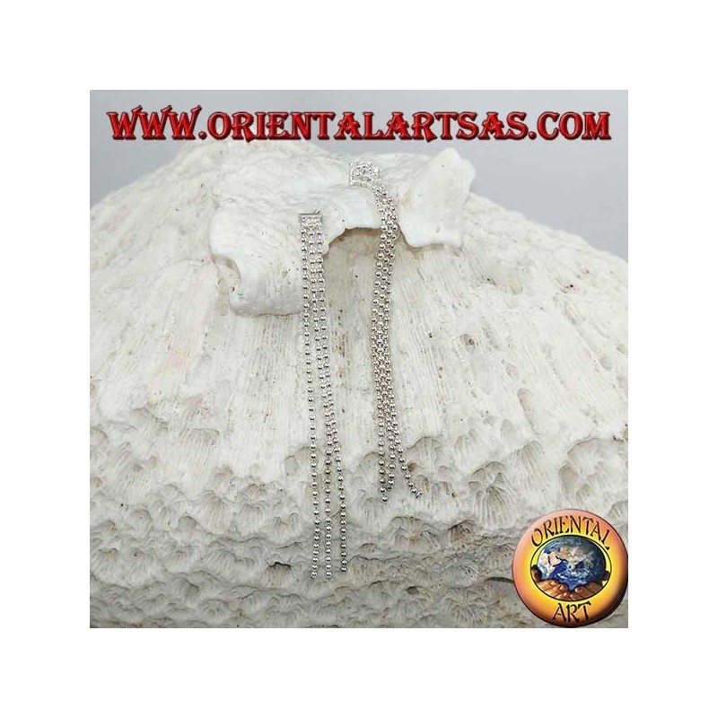 Silberne Schmetterlingsohrringe mit dreifacher 6 cm Schusskette