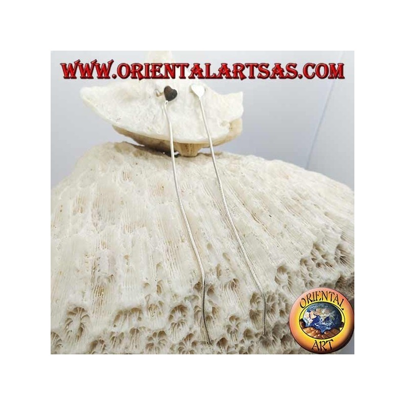 Silver butterfly earrings with lobe heart and 10 cm snake style chain