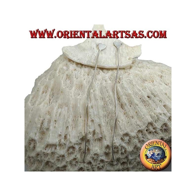 Orecchini in argento a farfalla con cuore a lobo e catenina stile snake da 10 cm