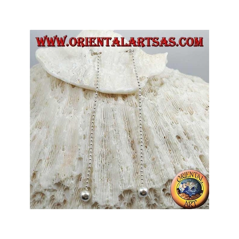 Silver butterfly earrings with small chain and 7 cm large final ball