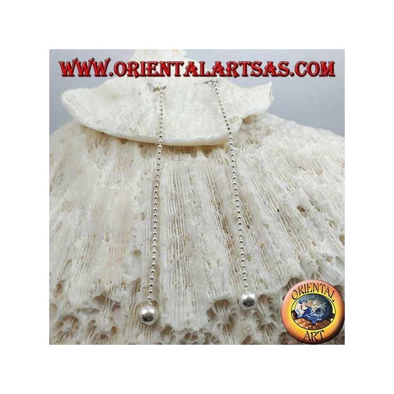 Silver butterfly earrings with small chain and 7 cm large final ball