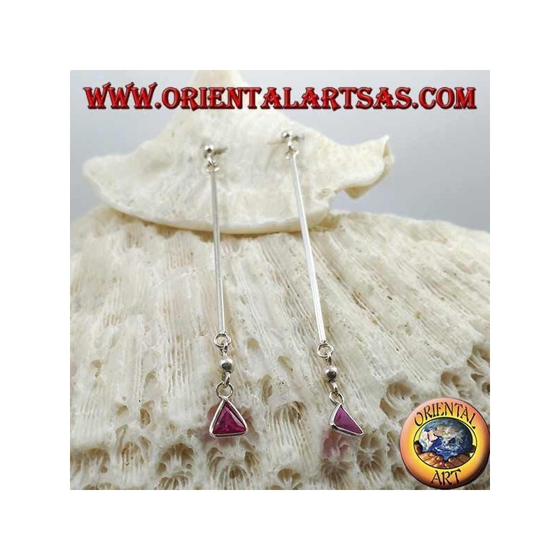 Boucles d'oreilles papillon en argent avec barre et pendentif triangle rose zircon 6 cm