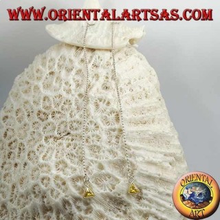 Pendientes de mariposa de plata con cadena de bolas y circonita amarilla de 11 cm.