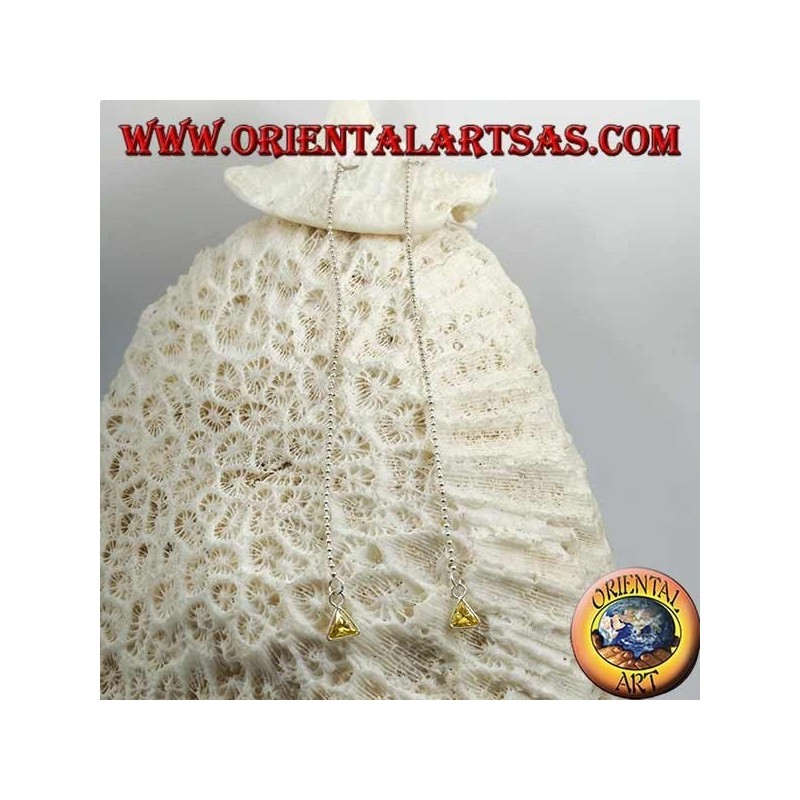 Boucles d'oreilles papillon en argent avec chaîne boule et triangle jaune 11 cm zircon