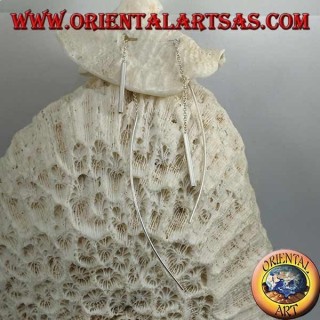 Orecchini in argento a catenina con barretta dritta spessa e barretta ad arco