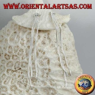 Orecchini in argento a farfalla con zircone quadrato giallo catenina e tripla catenina a intreccio da 8 cm