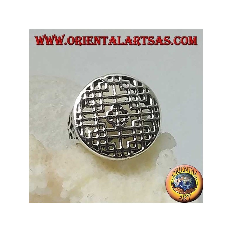 Silver ring, openwork mandala seal