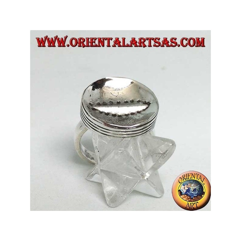 Smooth concave round silver ring with horizontal cut