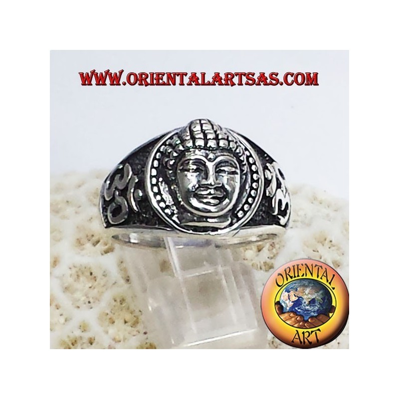 Buddha-Kopf mit OM-Ring in Silber