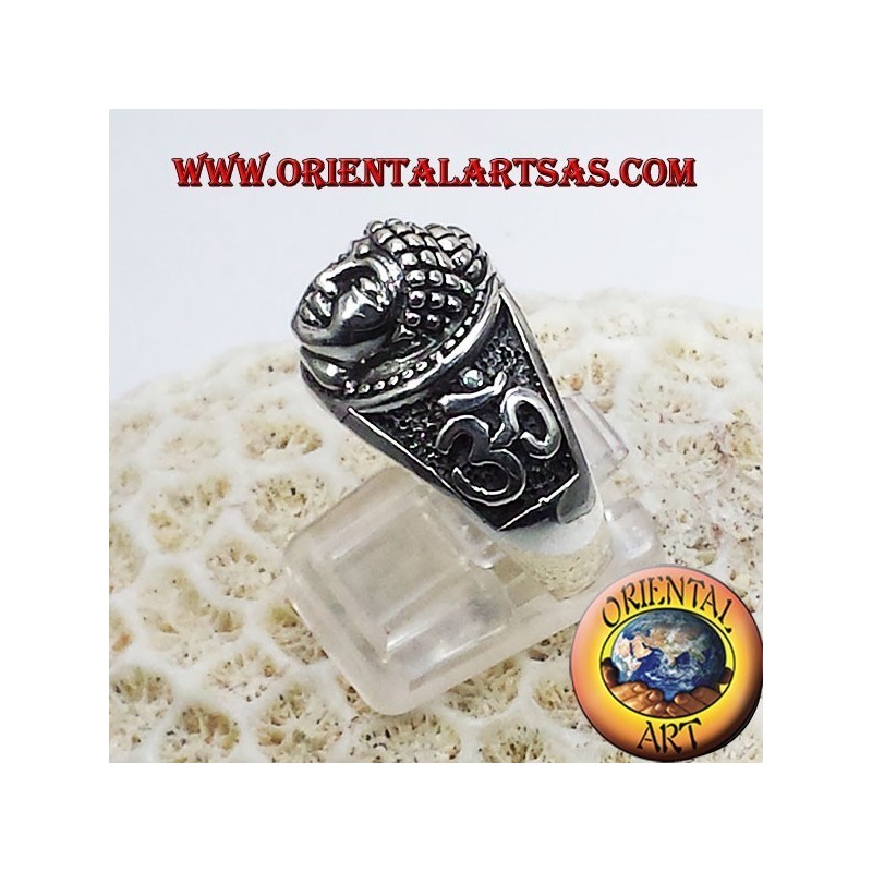 Buddha-Kopf mit OM-Ring in Silber