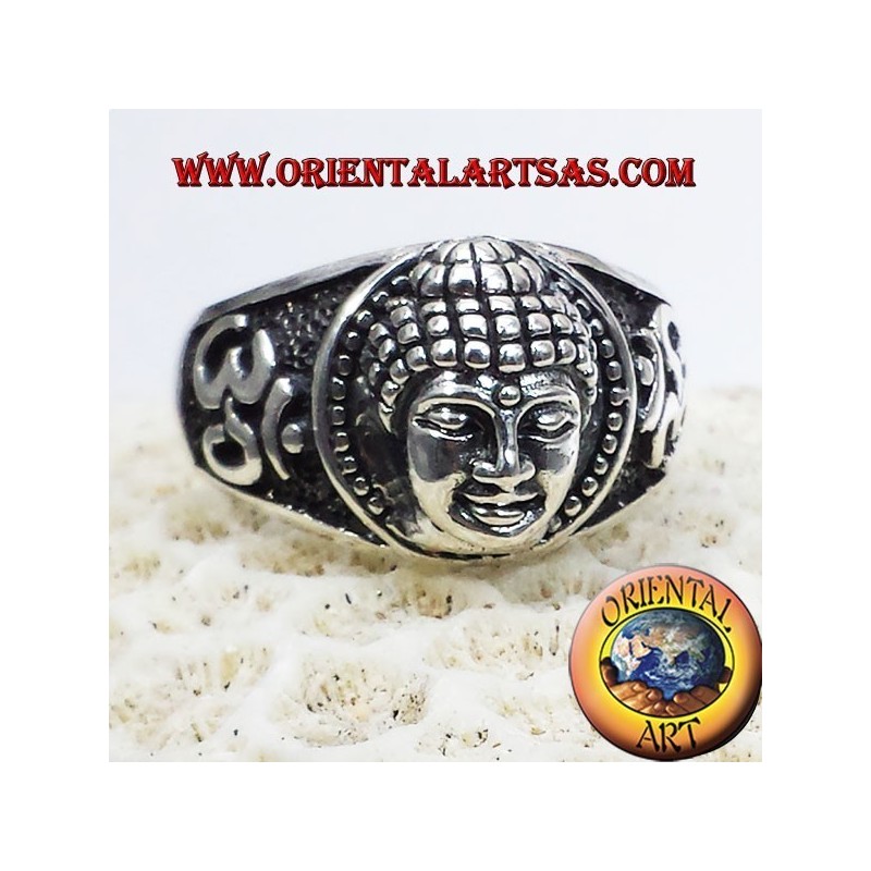 Cabeza de Buda de OM con el anillo en plata
