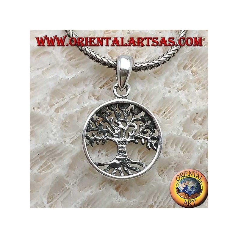 Silberanhänger, stilisiertes Yggdrasil im Kreis (Baum des Lebens oder kosmischer Baum)