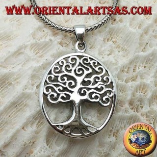 Silver pendant, Klimt-style tree of life in the oval