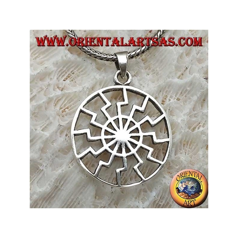 Pendentif en argent, soleil noir ou simple roue solaire