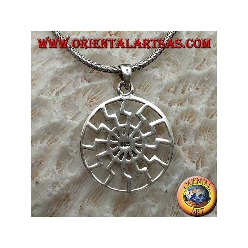 Pendentif en argent, soleil noir ou simple roue solaire