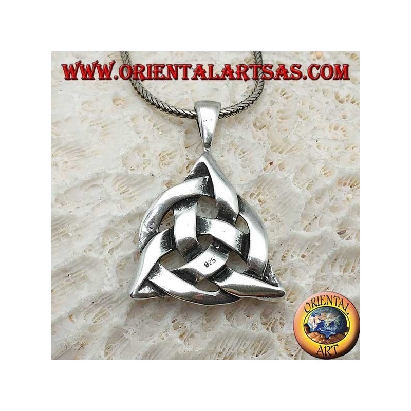 Colgante de plata Triquetra con el círculo cósmico, nudo tyrone