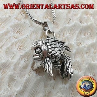Silver pendant, fully mobile three-dimensional redfish