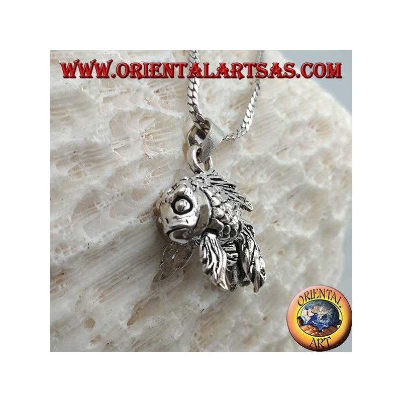 Silver pendant, fully mobile three-dimensional redfish