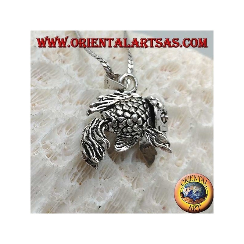 Pendentif en argent, sébaste tridimensionnel entièrement mobile