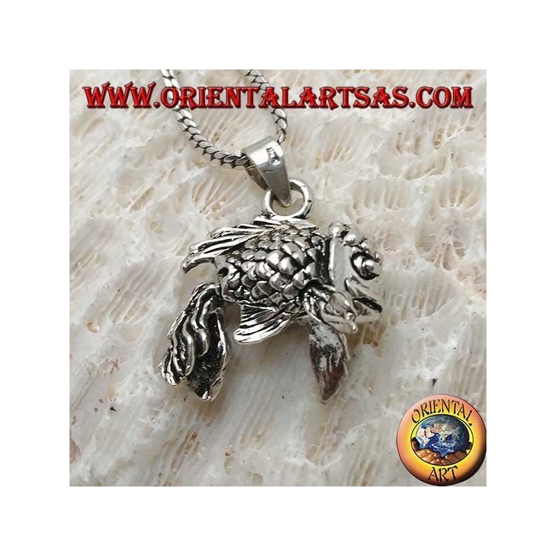 Pendentif en argent, sébaste tridimensionnel entièrement mobile