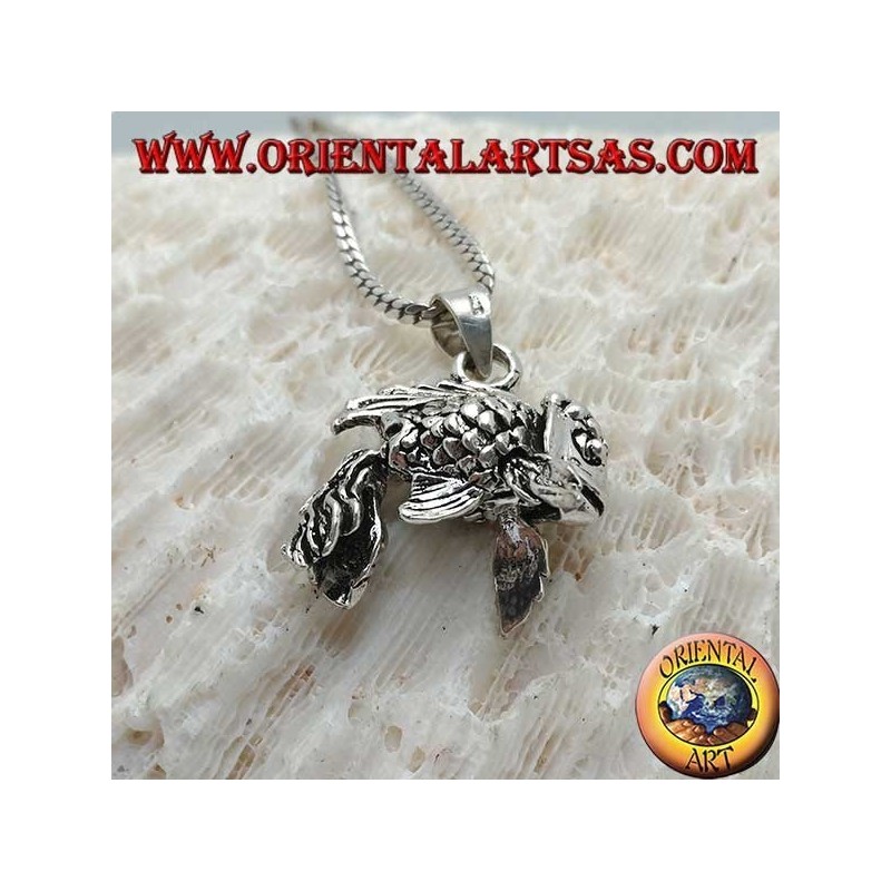 Silver pendant, fully mobile three-dimensional redfish