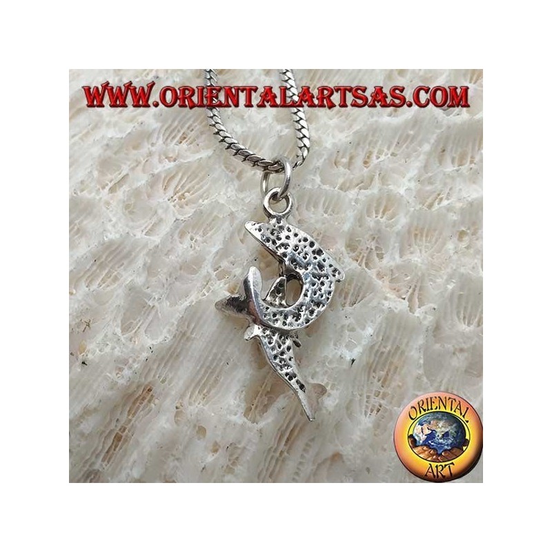 Pendentif en argent, paire de dauphins sauteurs
