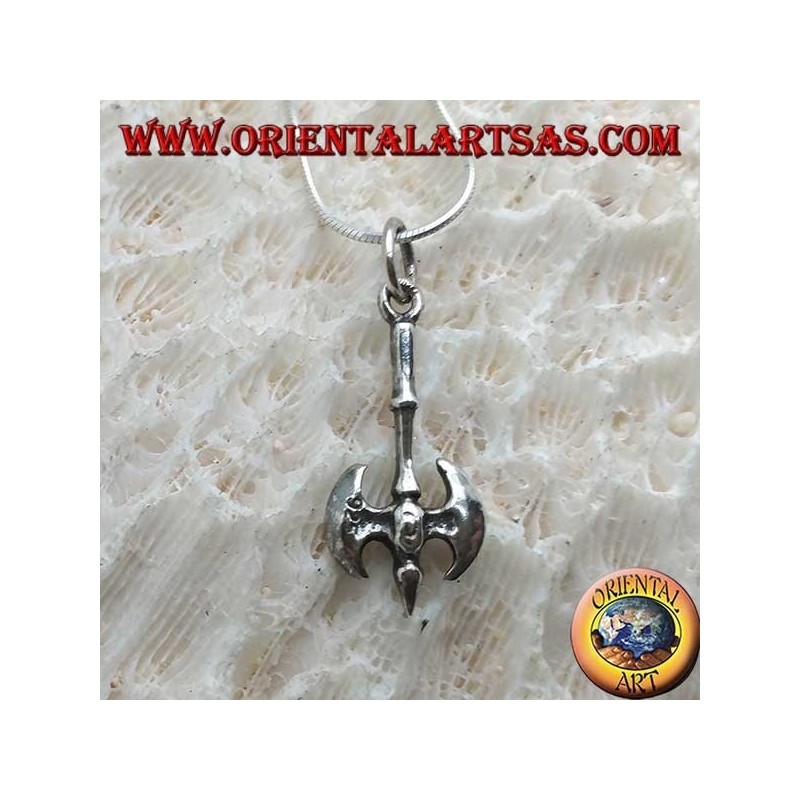 Pendant in silver, Labrys or medieval two-headed ax