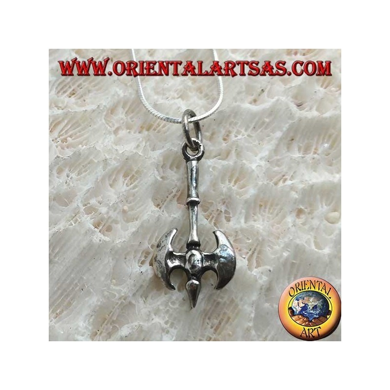 Pendentif en argent, Labrys ou hache médiévale à deux têtes
