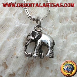Silver pendant, Indian elephant with three-dimensional down trunk