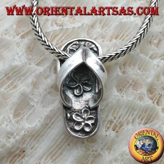 Inlaid flip-flop silver pendant