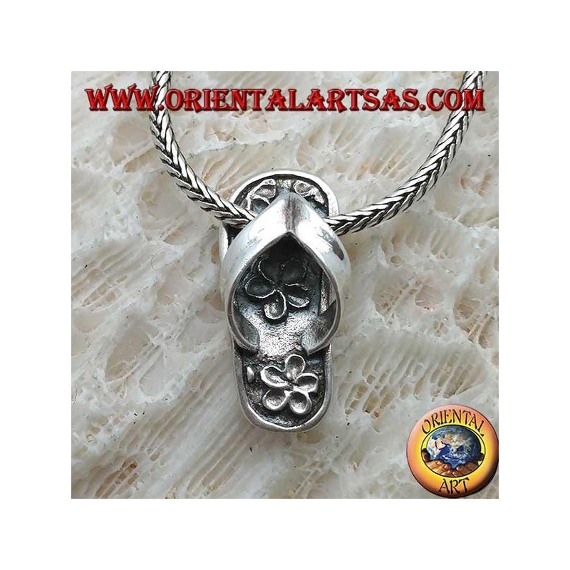 Inlaid flip-flop silver pendant