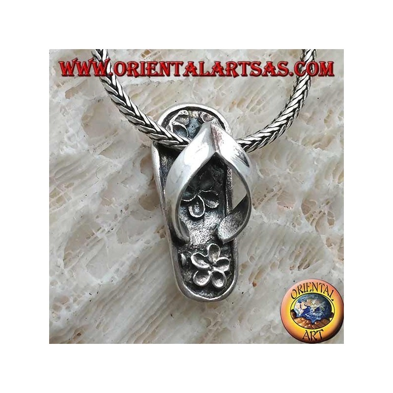 Inlaid flip-flop silver pendant