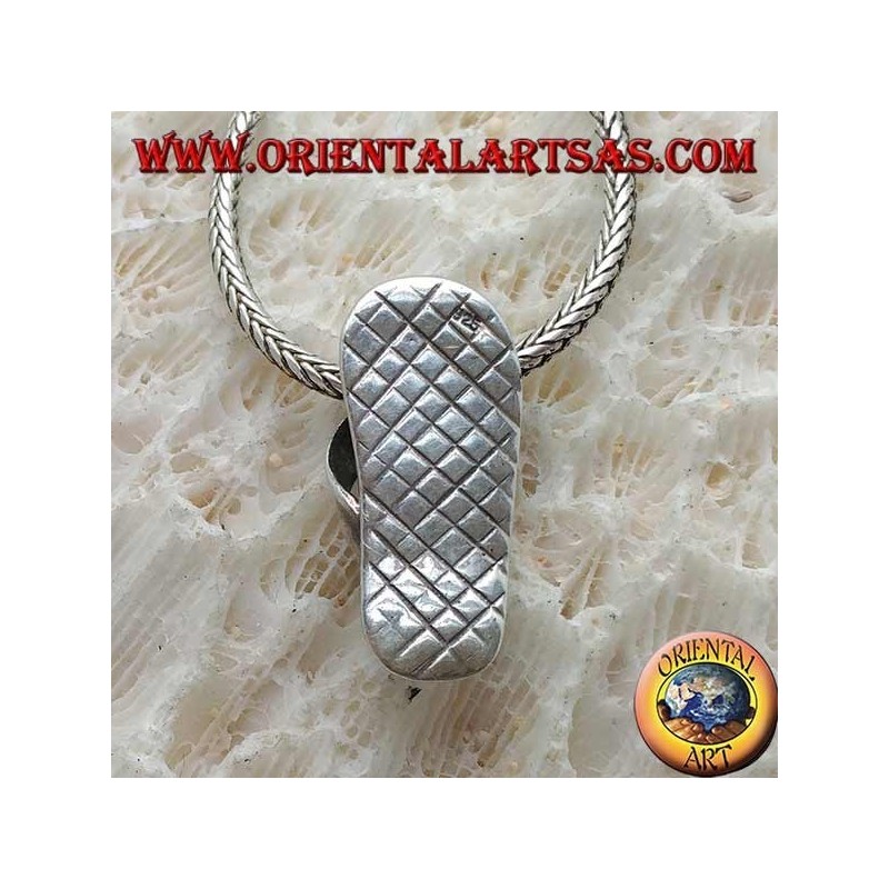 Inlaid flip-flop silver pendant