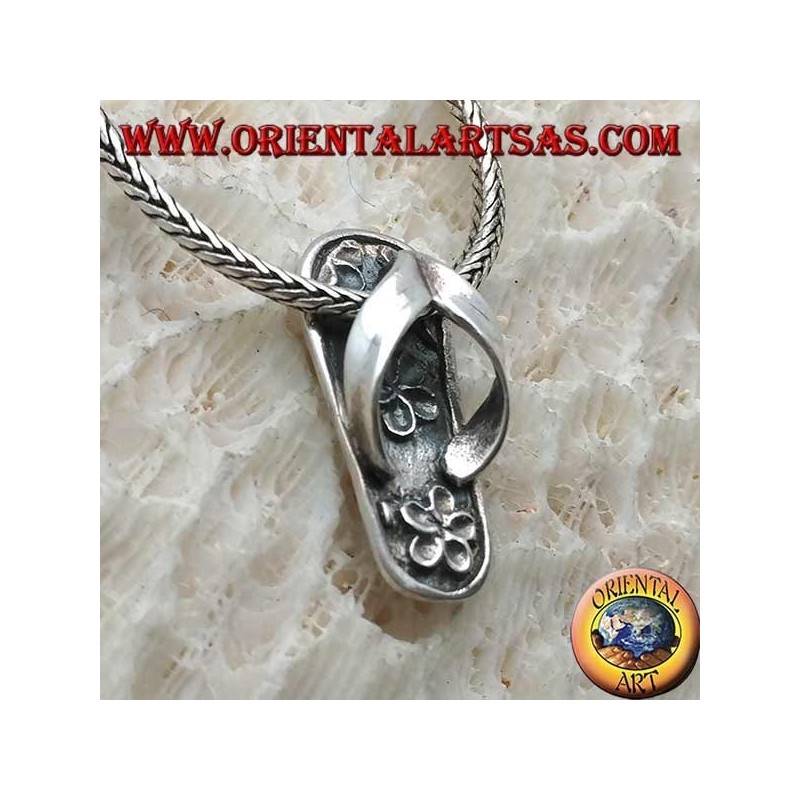 Inlaid flip-flop silver pendant