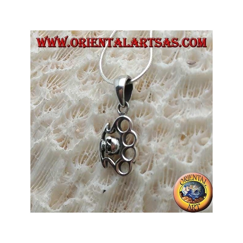 Colgante de plata en forma de llana con calavera
