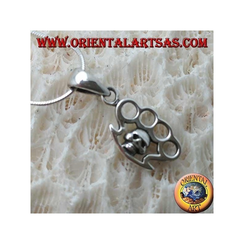 Colgante de plata en forma de llana con calavera