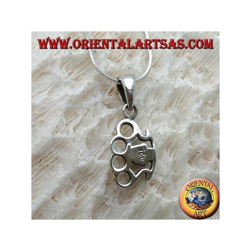 Colgante de plata en forma de llana con calavera