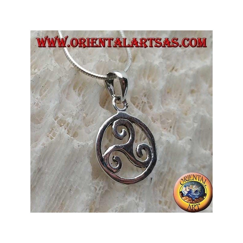Silver pendant, triskelion or simple triskele in the cosmic circle (small)