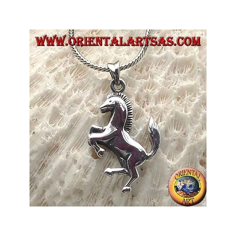 Silver pendant, rampant horse symbol of Ferrari (large)