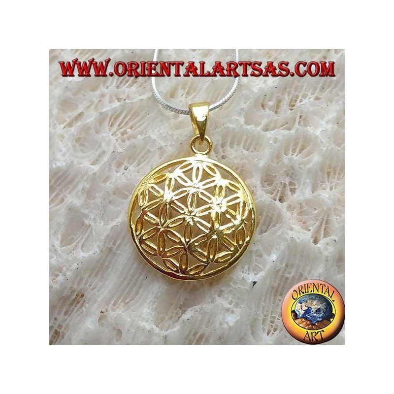Ciondolo in argento, fiore della vita placcato in oro