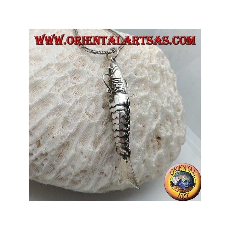 Silver pendant, mobile fish