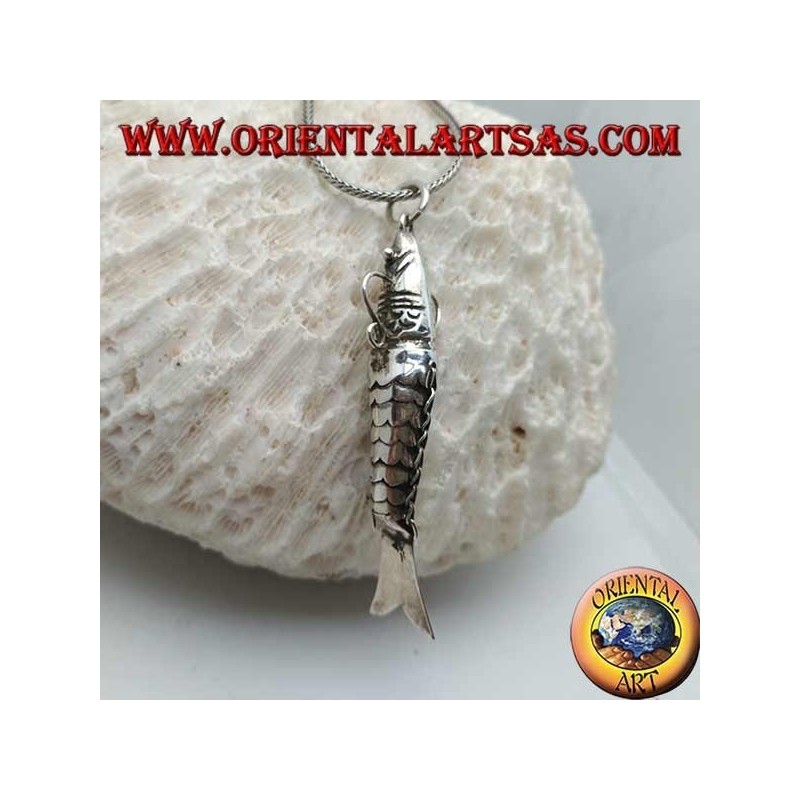 Silver pendant, mobile fish