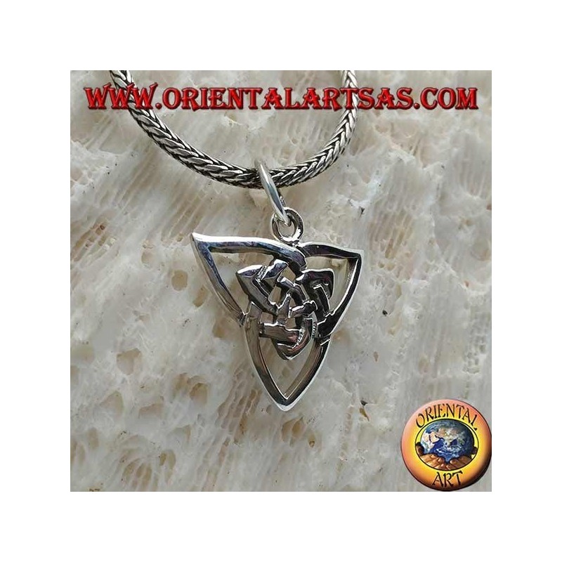 Silver pendant, double inverted braided Tyrone knot
