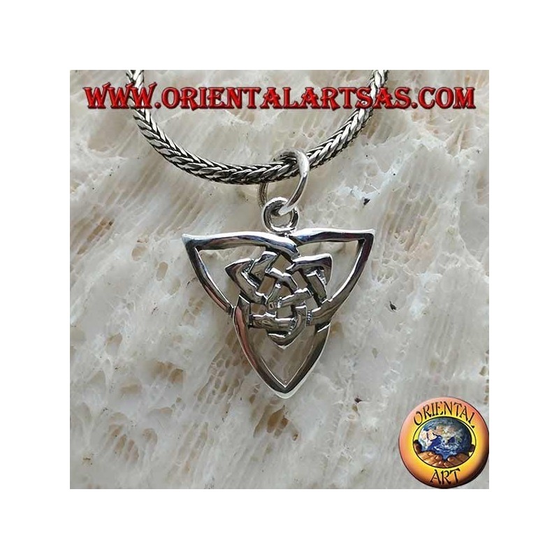 Silver pendant, double inverted braided Tyrone knot