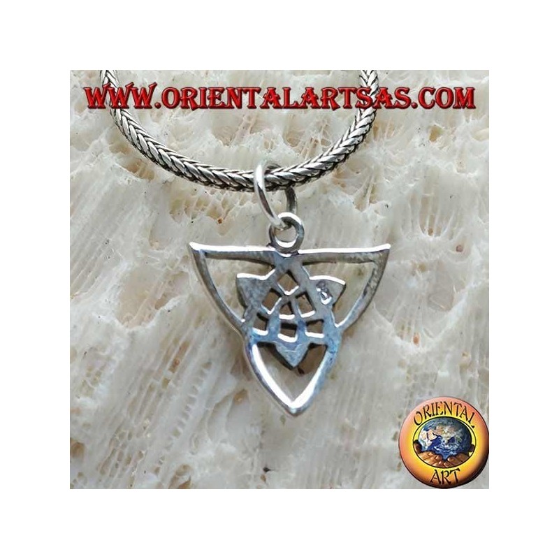 Silver pendant, double inverted braided Tyrone knot